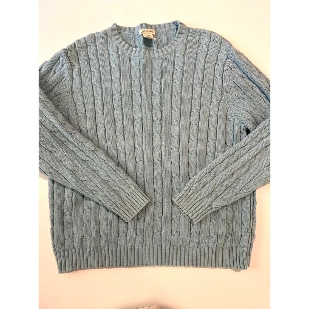 Vintage St. John’s Bay 100% Cotton Powder Blue Cable-Knit Sweater